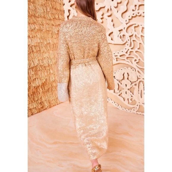 NWT Ulla Johnson Faux-Fur Long Alpaca-Wool Sylvan Gold-Foil Coat - Picture 5 of 8